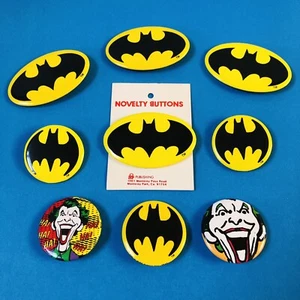 Vtg Batman Joker Novelty Pin Back Buttons DC COMICS Lot Of 9 - Picture 1 of 2