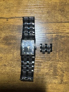 RETRO BULOVA DIAMOND BLACK & GOLD BRACELET WRIST WATCH QUARTZ MEN C933141 - Picture 1 of 4