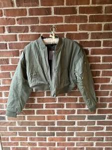 studios Padded Nylon Bomber Jacket Woman’s Size Large By Macys - Picture 1 of 5