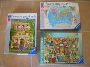 3 RAVENSBURGER Puzzle KOMPLETT alle 1000 Teile bunt Garten Buchhandlung - Bild 1 von 20
