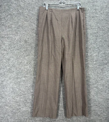 East 5th Dress Pants Women 14 Brown Striped Zipper High Rise Pleated Straight - Image 1 of 4