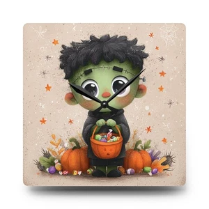 Halloween Frankenstein Wall Clock Acrylic Round or Square Décor High-End Durable - Picture 1 of 9