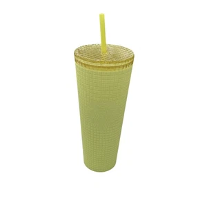 Starbucks 2023 Winter Meadow Yellow Soft Touch Grid Tumbler 24 oz Travel Cup - Picture 1 of 5