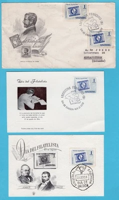 ARGENTINA 3 FDC's stamps on stamp Philatelic day  1959 Buenos Aires, Mendoza - Image 1 of 2