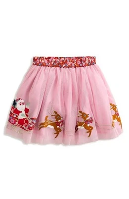 Mini Boden Festive Appliqué Tulle Skirt Christmas Pink Sz 3-4Y Santa Deer NWT - Image 1 of 4