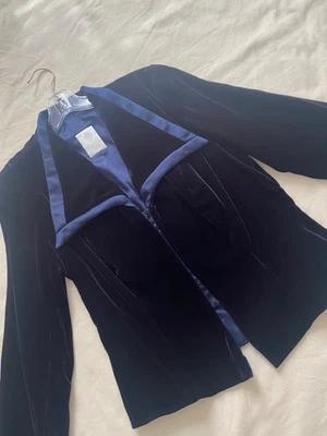 CHAQUETA WATTERS & WATTERS Azul Oscuro Terciopelo/Satén*Manga Larga*Talla 10*nueva con etiquetas Foto 1 de 4