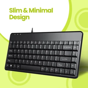PERIBOARD-409P Wired Mini Keyboard Compact PS/2 Interface UK Layout Black - Afbeelding 1 van 12