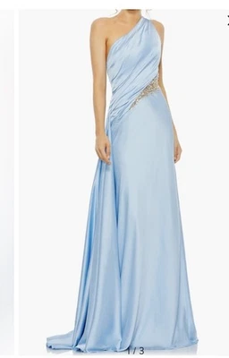 Vestido MAC DUGGAL Un Hombro, Acento Cristales, Satén, Nuevo, Cielo Azul, Talla 6 Foto 1 de 4