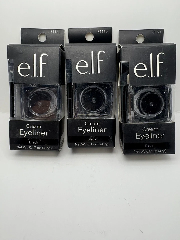 3 PACK e.l.f. Cream Eyeliner, Water-Resistant Smudge-Proof, Black, 0.17 Oz ELF - Image 1 of 1