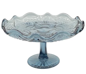 Hard to Find: Vintage Fenton Glass Salver, Federal Blue, Regency Pattern, 8" - Picture 1 of 11