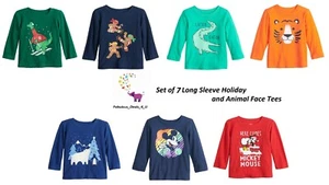 Set of 7 Baby Boys Graphic L/S Tees T-shirts 12 mo Jumping Beans Disney NEW B7 - Picture 1 of 11