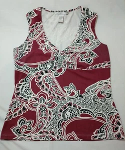 Geoffrey Beene Sport Sleeveless Top Size L Nylon and Spandex Ruching V Neck  - Picture 1 of 4