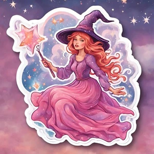 Pink Witch Sticker 3”x2.7” - Picture 1 of 1