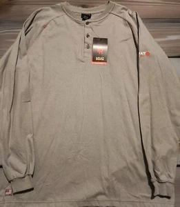 NWT Men's Ariat FR Cat 2 Work Henley Long Sleeve Silver Fox 2XL Flame Resistant - Picture 1 of 6