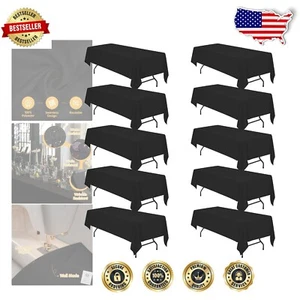 Stain & Wrinkle Resistant Black Table Cloths - 10 Pack for 8’ Rectangular Tables - Picture 1 of 9