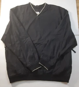 Mens IZOD Black Pullover Windbreaker Zip Pockets Golf Embroidered Logo Sz L - Picture 1 of 6