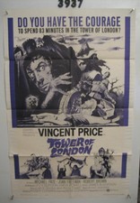 Tower of London Original 1sh Movie Poster 1962 Vincent Price, Roger Corman,