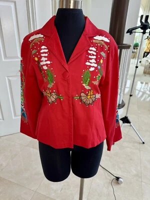 Не связывайтесь с Texas PS вышитый Western красный хлопок кнопка куртка редкая - Изображение 1 из 4