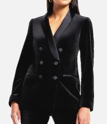 CHAQUETA BLAZER ESMOQUIN DOBLE BOTONADURA CUELLO CHAL TERCIOPELO NEGRO EXPRESS XS Foto 1 de 4