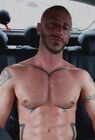 Shirtless Male Muscular Hunk Hairy Chest Tattoos Beard Shave Head PHOTO 4X6 F30