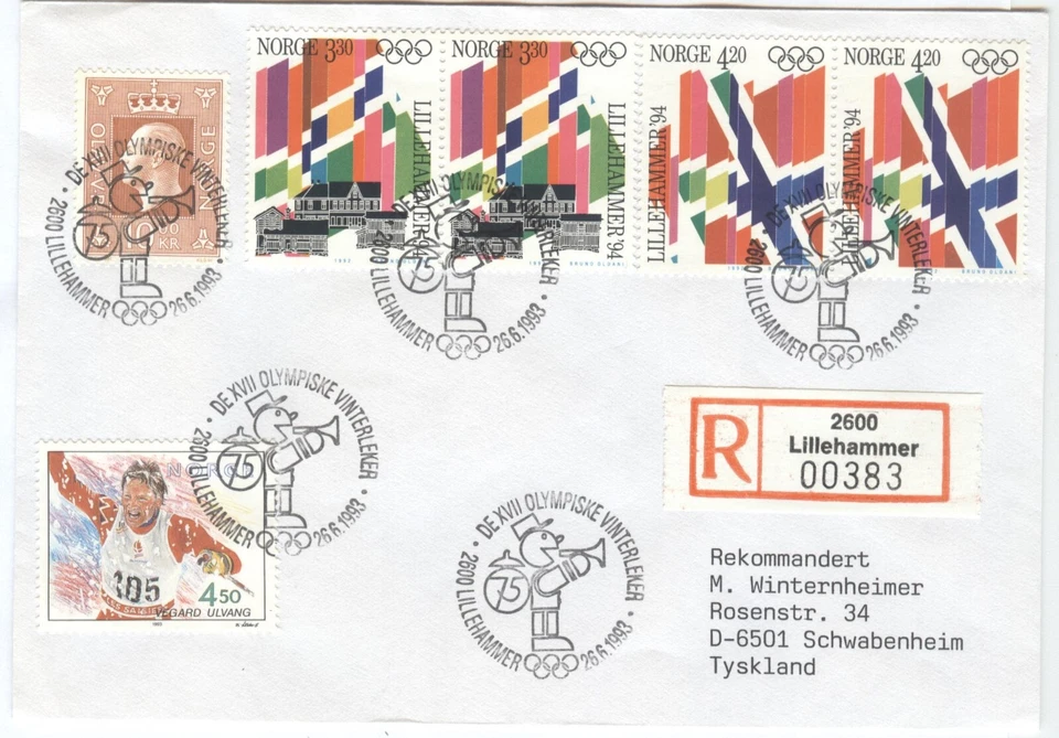 Norway Olympic Games Lillehammer 1994 Olympic Handcancel Lillehammer Music - Image 1 of 1
