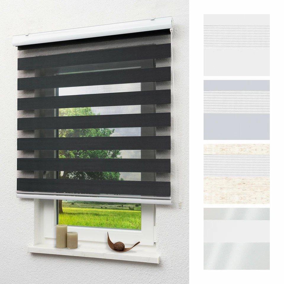 Lysel Outlet - Doppelrollo mit Blende Schwarz lichtdurchlässig Lichtfilternd - Bild 1 von 1