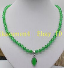 Beautiful 8mm Green Emerald Round Gemstone Beads Pendant Necklace 18'' AAA