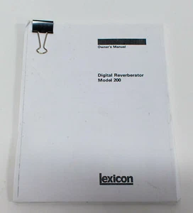 Lexicon Digital Reverberator Model 200 Owners Manual - Picture 1 of 4