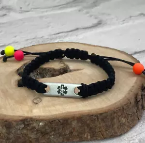 Muster Ausverkauf Ein Niere Notfallausweis Armband Herren Unisex Schwarze Kord - Bild 1 von 1