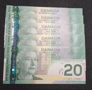 2004 Canada Jenkins Dodge BC-64a $20.00 Banknote Lot 5 Consecutive UNC - Picture 1 of 2