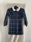 E.LAND KIDS Navy Checked Long Sleeve Pleated Dress Size 140/64