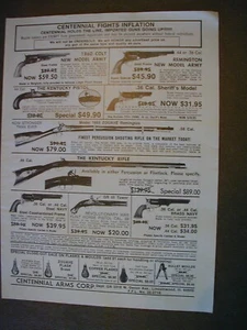 1972 Centennial Arms Corp The Kentucky Rifle, Colt 1860 Army Vintage PRINT AD 68 - Picture 1 of 1