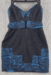 Foley + Corinna Women's Bustier Dress Medium Black Blue Lace Strapless Party - Picture 1 of 17