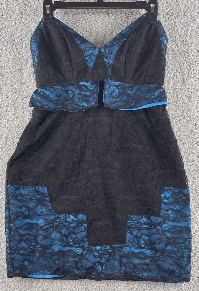 Vestido para mujer Foley + Corinna bustier mediano negro azul encaje sin tirantes fiesta Foto 1 de 4