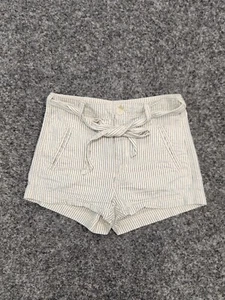 American Eagle Shorts Damen Größe 00 weiß blau gestreift Baumwolle Paperbag hoher Bund - Bild 1 von 9