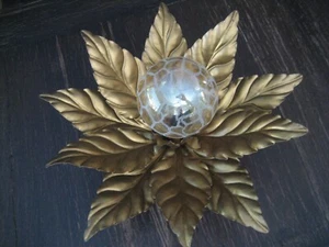 exklusive florentiner Deckenleuchte Wandleuchte Palmblätter Blätter gold 60er Ja - Picture 1 of 3