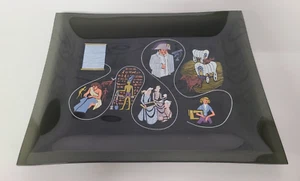 Vtg Mid Century Houze Art Smoked Glass Trinket Tray Coats & Clark Sewing Thread - Picture 1 of 7