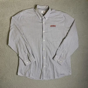 Uconn Huskies Shirt Men XL Blue White Check Cutter And Buck Button Up NCAA - Picture 1 of 12