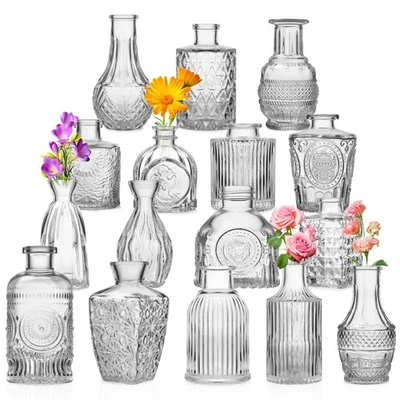 Glass Bud Vases Set of 16 - Small Clear Mini Flower Vases for Wedding Centerp... - Image 1 of 4