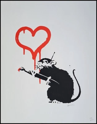 BANKSY * Love Rat * 50 x 40 cm  * Lithografie * Kunstdruck * limitiert # 127/600 - Bild 1 von 4