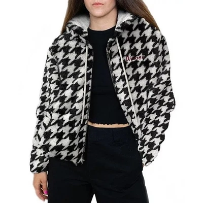 Chaqueta de mujer Dickies Houndstooth Sherpa con cremallera talla mediana  Foto 1 de 4