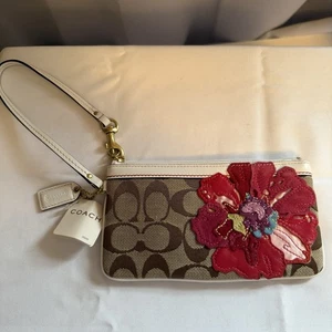Y2K Coach Mohn Logo Blume Kalbsleder Tasche Geldbörse mit Lederapplikation LTD ED Neu mit Etikett - Bild 1 von 14