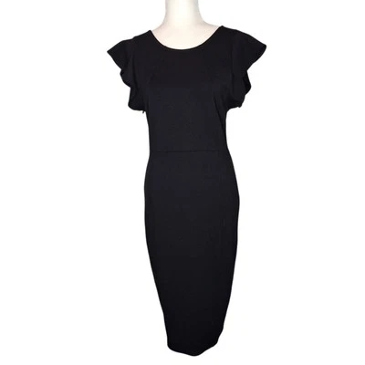  Felicity & Coco Capriana Ruffle Black Dress Zip-Back Wedding,Party,Cocktail - Image 1 of 4