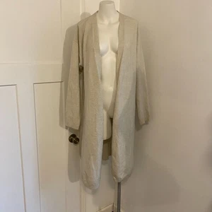 Cárdigan H&M Talla Pequeña Neutro Gran Tamaño Lagenlook Crema Frente Abierto Línea Larga - Imagen 1 de 9
