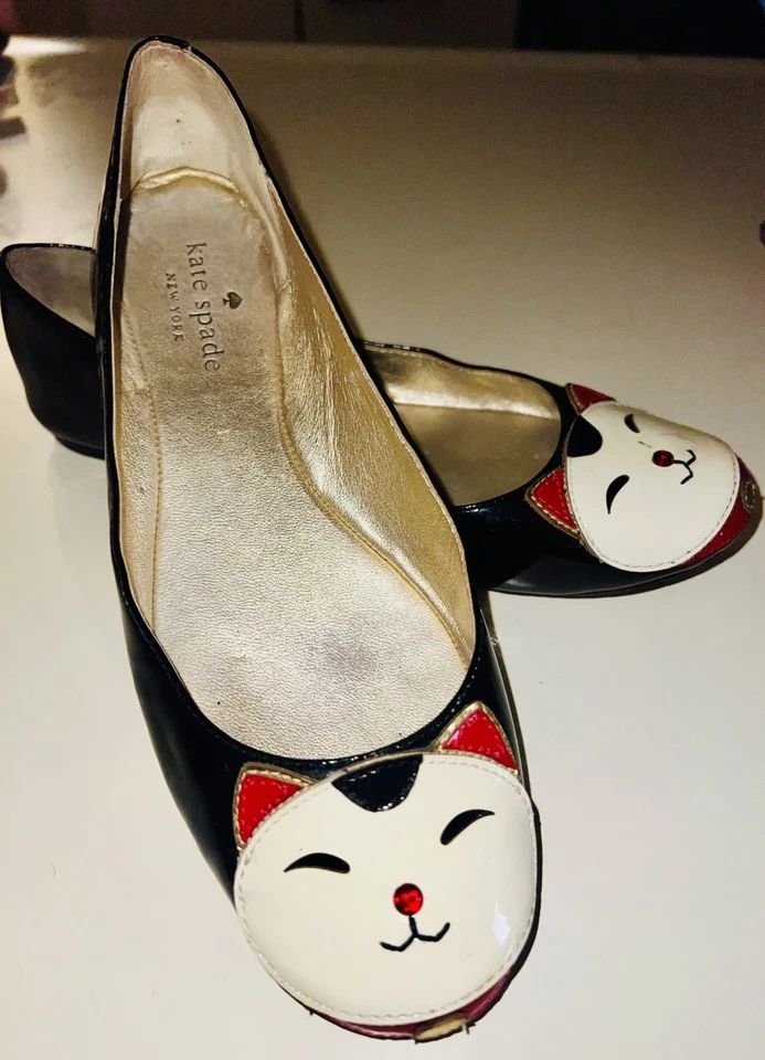 Kate Spade, RARO, Retirado Tonti Street Lucky Cat Zapatos de Ballet Pisos 6.5 Foto 1 de 4