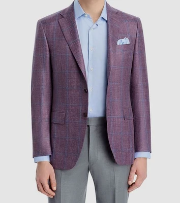 Abrigo Chaqueta Traje Deportivo Canali Para Hombre Púrpura Lino Ventana Siena Talla 50S Foto 1 de 4