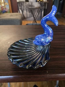 Lusterware Vintage Ceramic Soap Or Trinket Dish With Art Deco Dolphin - Picture 1 of 6