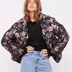 Free People Women's Jacquard Puffer Jacket Size Medium Embroidered  - Picture 1 of 14