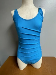Calvin Klein Swimsuit Womens Size 12 Blue One Piece Ruched Adjustable Strap Swim - Picture 1 of 15