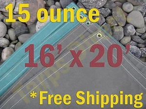 16 ft x 20 ft Green Canvas Cotton 15 oz Water Resistant Tarp Treated Breathable - Picture 1 of 2